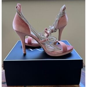 Nina Sweet Rose Velvet High heel Platform sandal size 7.5 prom Shoes wedding